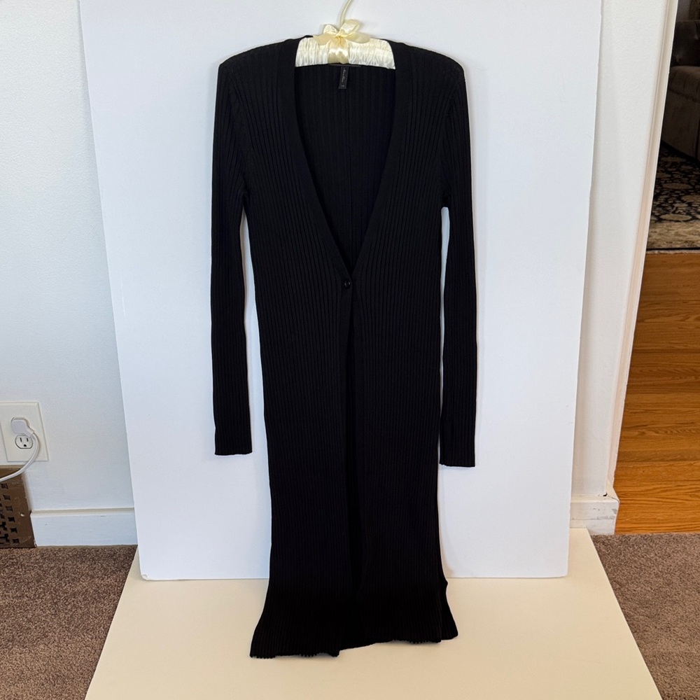 BCBGMaxAzria Black Ribbed Long Sleeve Sweater